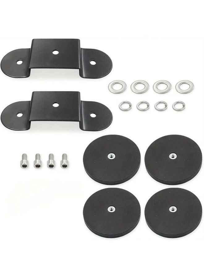 Magnetic LED Light Bar Mounting Brackets 2pcs 88mm Convex Design Black Steel - Image 3